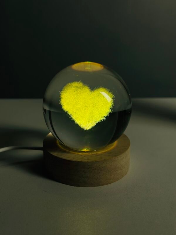3D Crystal Ball – Cloud Love Shape (7 Color Base) - Image 2
