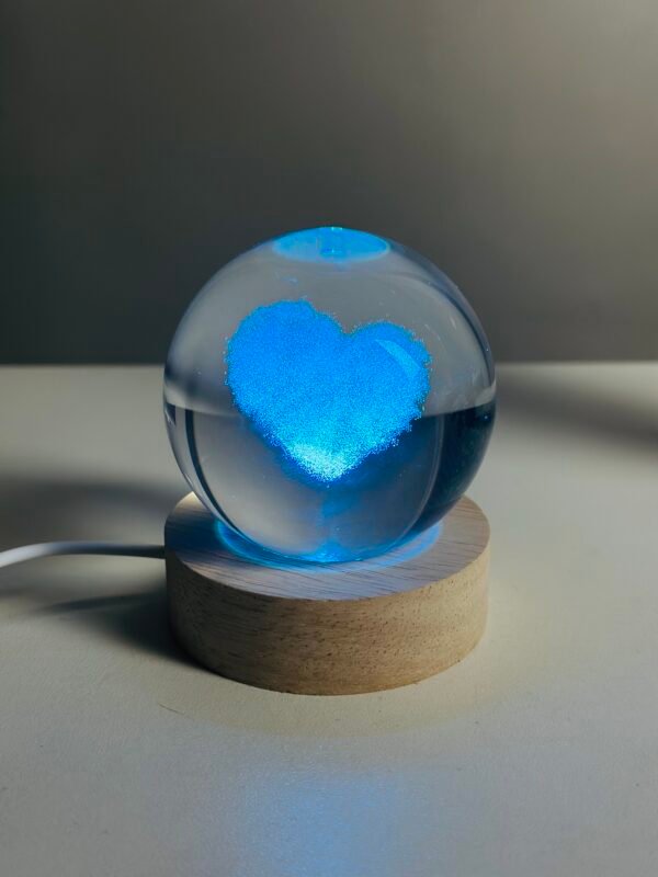 3D Crystal Ball – Cloud Love Shape (7 Color Base) - Image 3