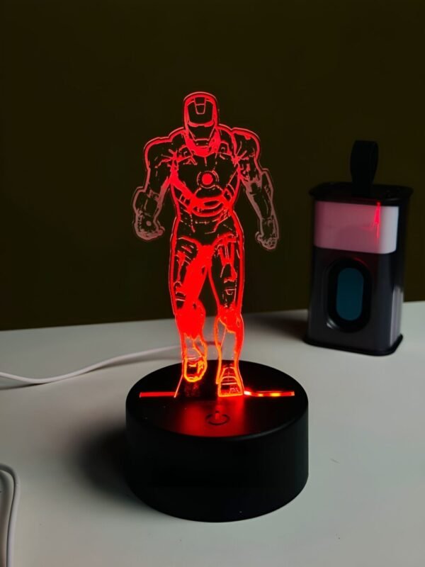 GearUP Acrylic Multicolor Night Lamp (IRON MAN) – BLACK