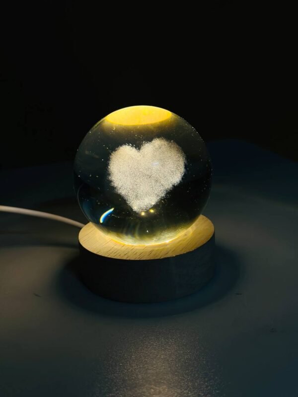 3D Crystal Ball – Cloud Love Shape (1 Color Base) - Image 2